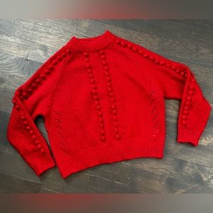 John and Jenn red knit sweater